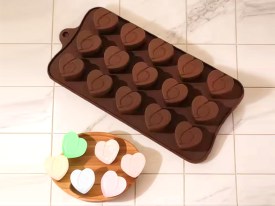 Molde silicona bombones corazones con circulo